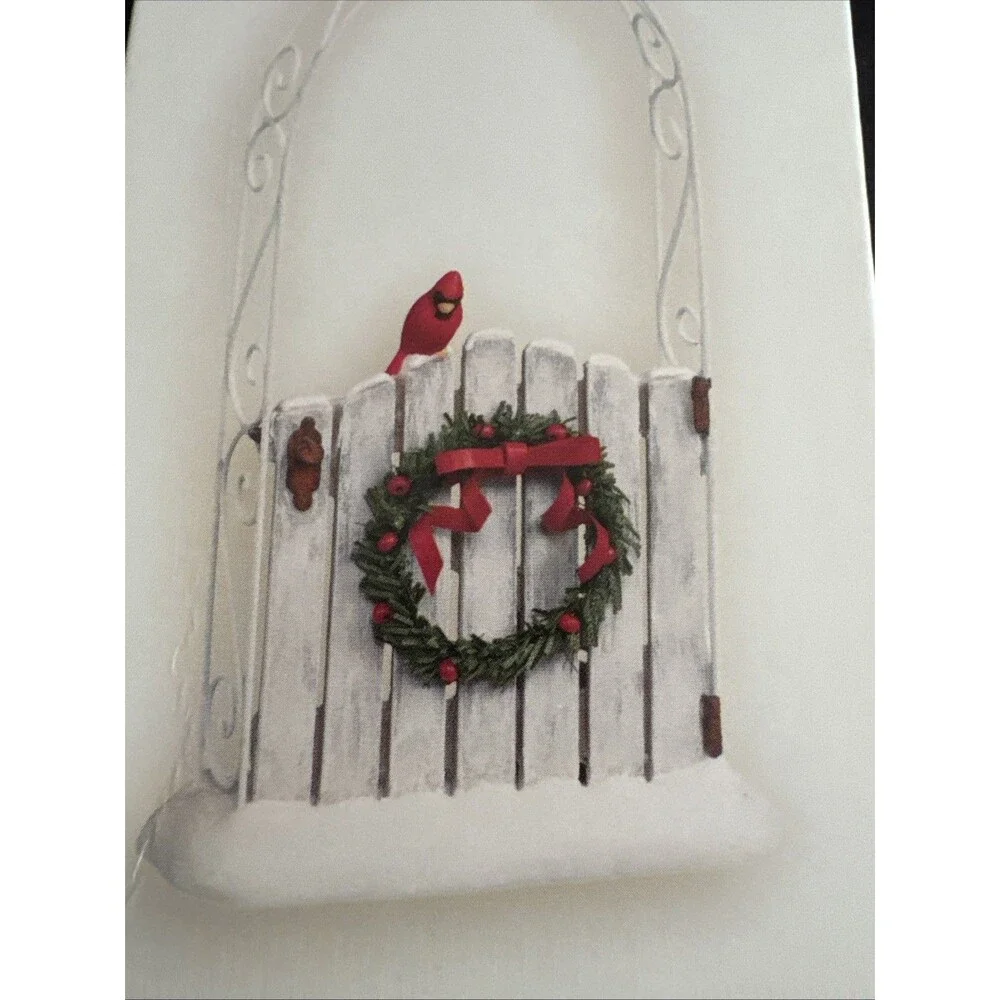 Hallmark 2006 Garden Greetings Cardinal Wreath Gate Keepsake Ornament Boxed - Picture 4 of 9